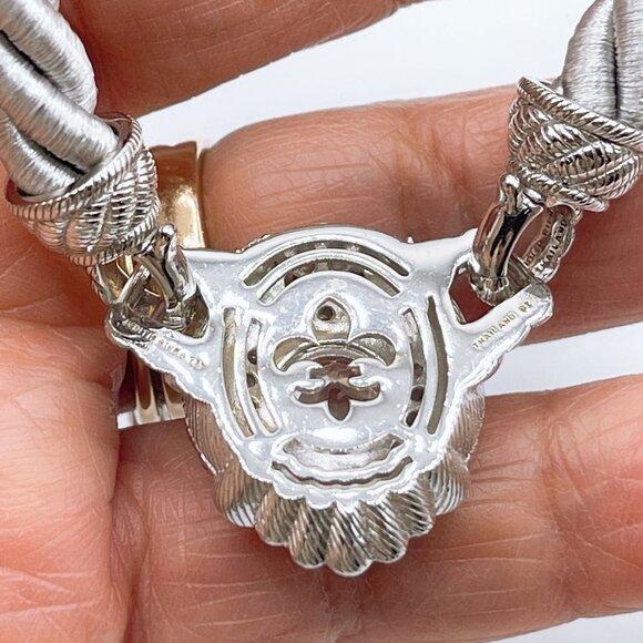 Judith Ripka 925 Sterling Silver Twisted Rope Necklace W/Convertible Cubic Zirco - Picture 5 of 6